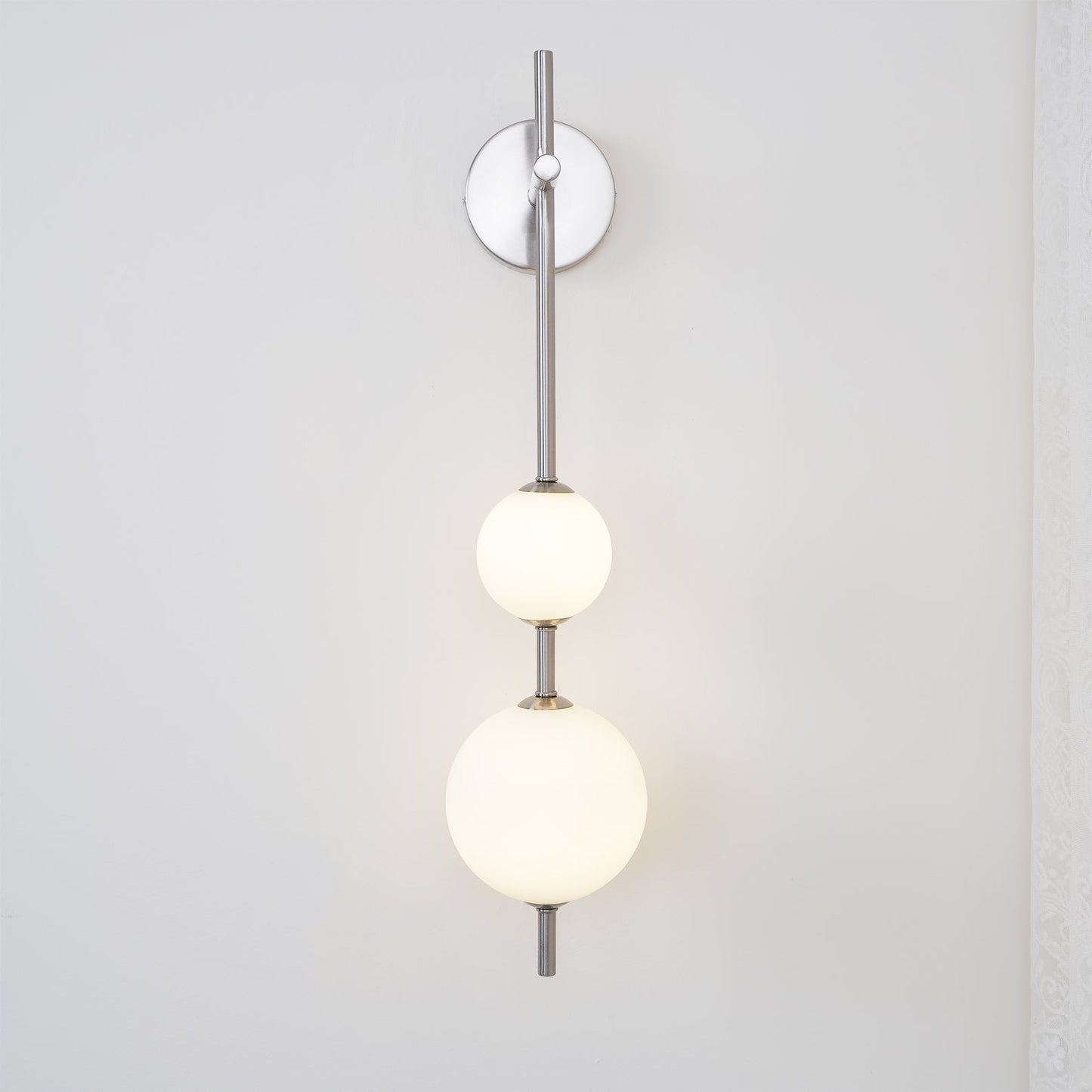 Vertical Globe Wall Lamp | Gold Metal & White Glass | Dimmable