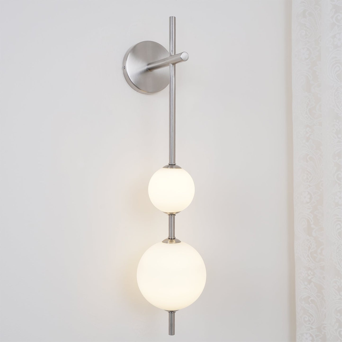 Vertical Globe Wall Lamp | Gold Metal & White Glass | Dimmable