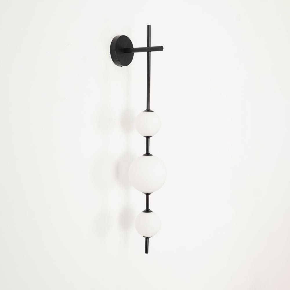 Vertical Globe Wall Lamp | Gold Metal & White Glass | Dimmable