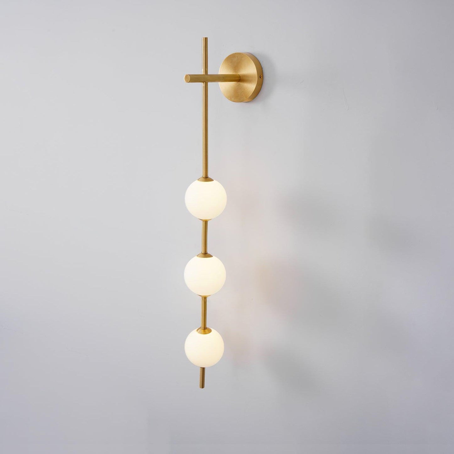 Vertical Globe Wall Lamp | Gold Metal & White Glass | Dimmable