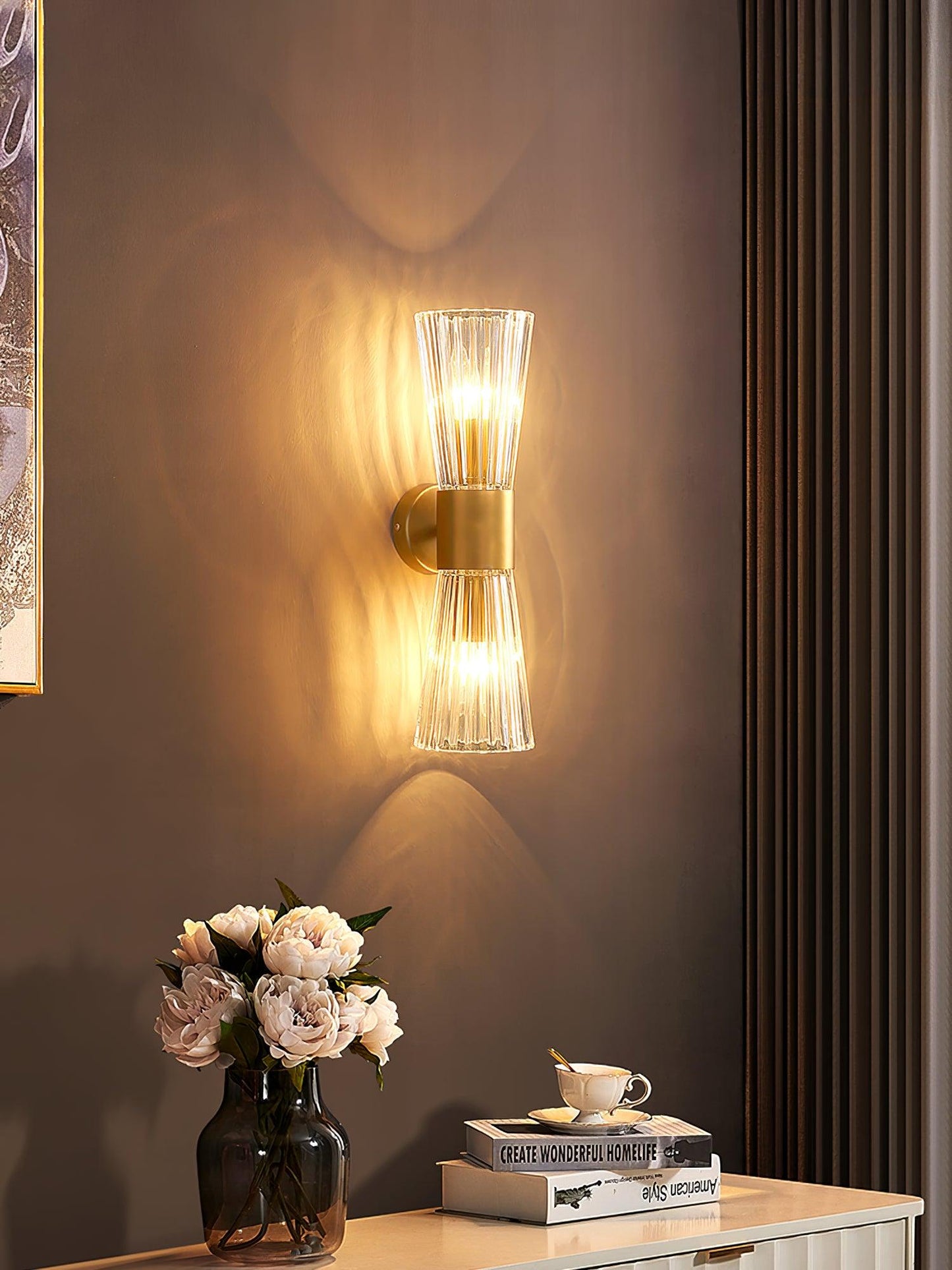 Vesta Wall Lamp Set | Iron & Crystal | Gold Finish | 2 Pieces
