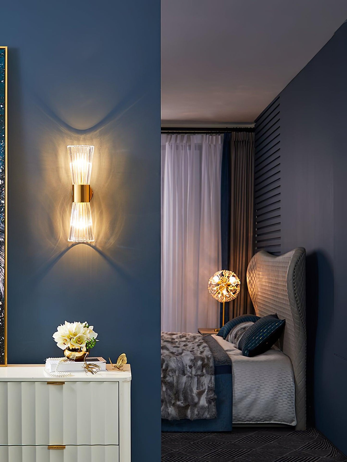 Vesta Wall Lamp Set | Iron & Crystal | Gold Finish | 2 Pieces