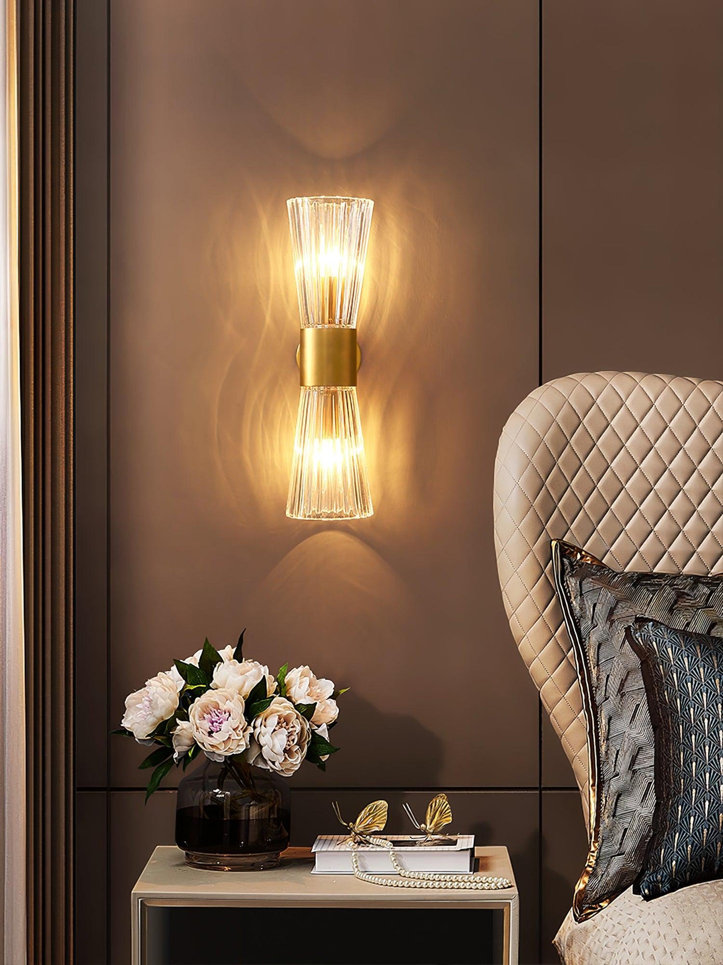 Vesta Wall Lamp Set | Iron & Crystal | Gold Finish | 2 Pieces