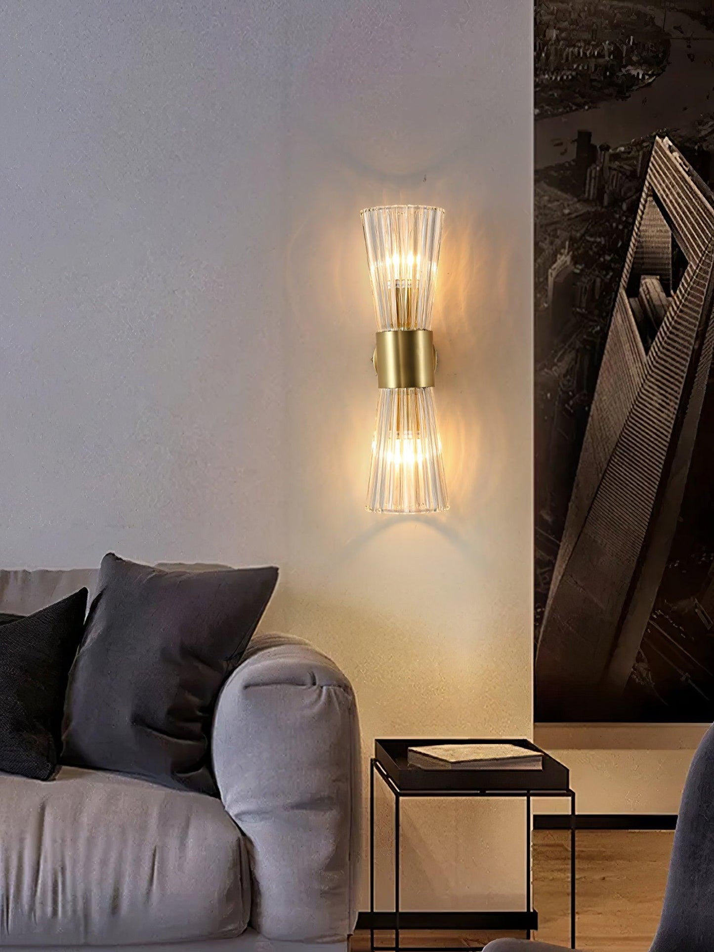 Vesta Wall Lamp Set | Iron & Crystal | Gold Finish | 2 Pieces