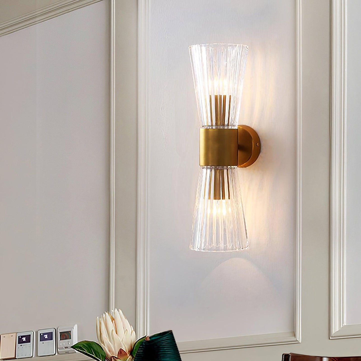 Vesta Wall Lamp Set | Iron & Crystal | Gold Finish | 2 Pieces