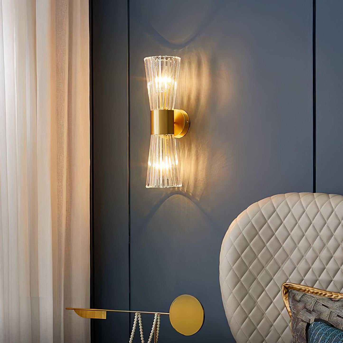 Vesta Wall Lamp Set | Iron & Crystal | Gold Finish | 2 Pieces