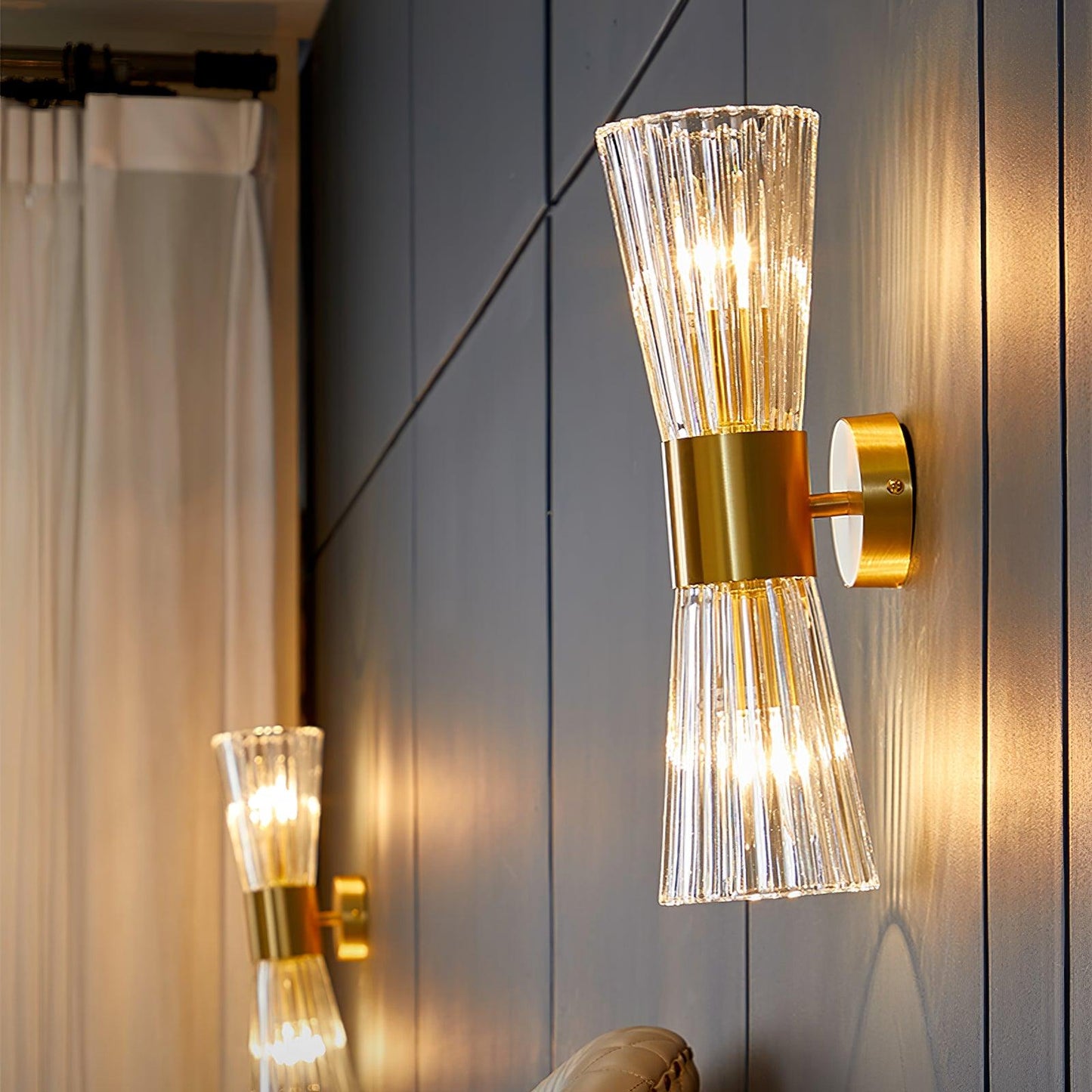 Vesta Wall Lamp Set | Iron & Crystal | Gold Finish | 2 Pieces