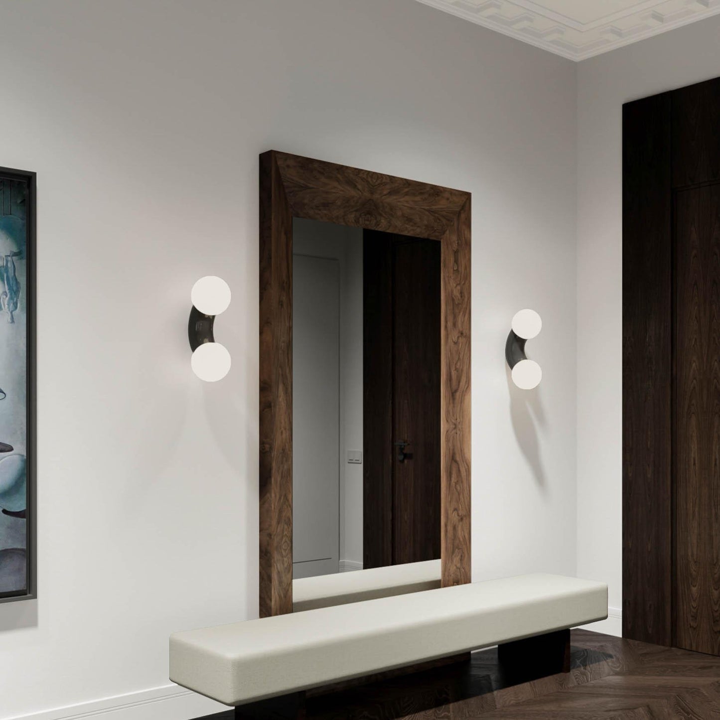 Vine Wall Lamp | Chrome Arc with Glass Globes | Indoor Lighting