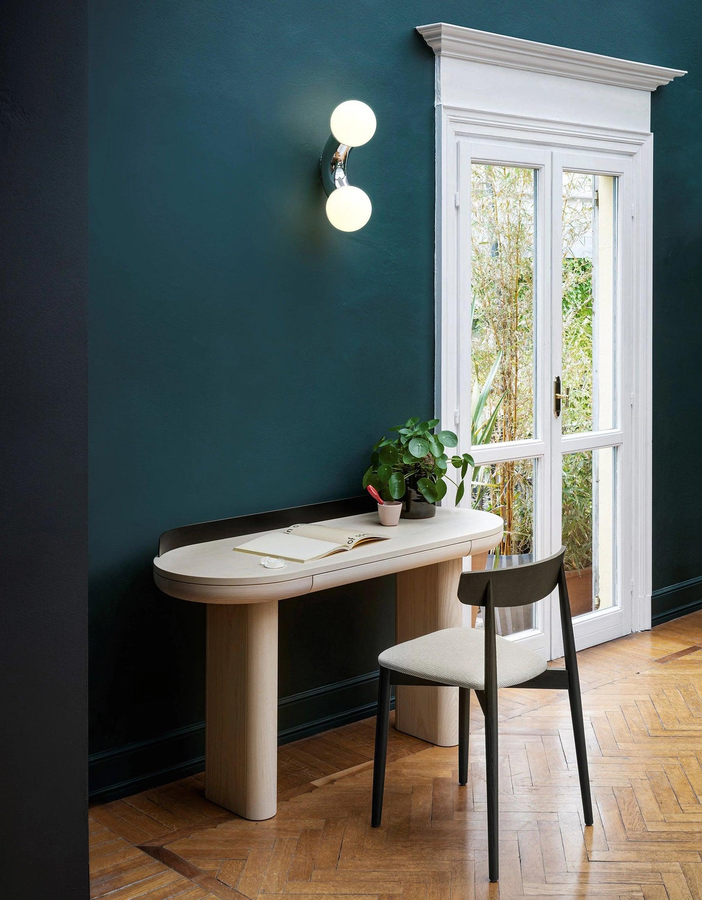 Vine Wall Lamp | Chrome Arc with Glass Globes | Indoor Lighting