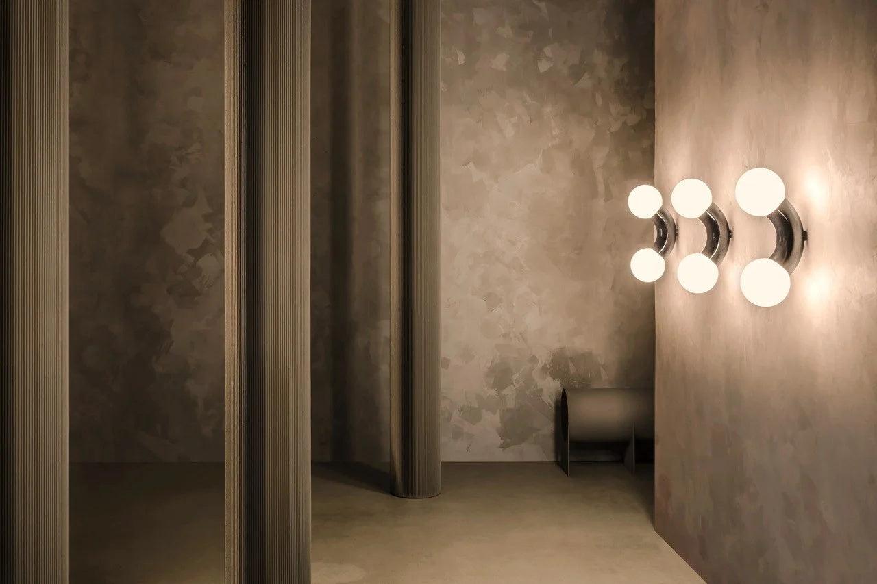 Vine Wall Lamp | Chrome Arc with Glass Globes | Indoor Lighting