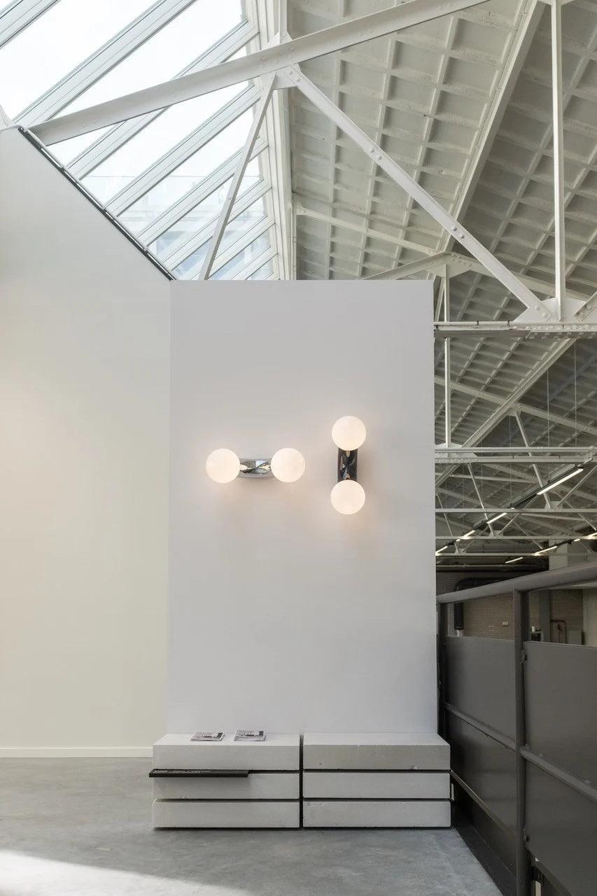 Vine Wall Lamp | Chrome Arc with Glass Globes | Indoor Lighting