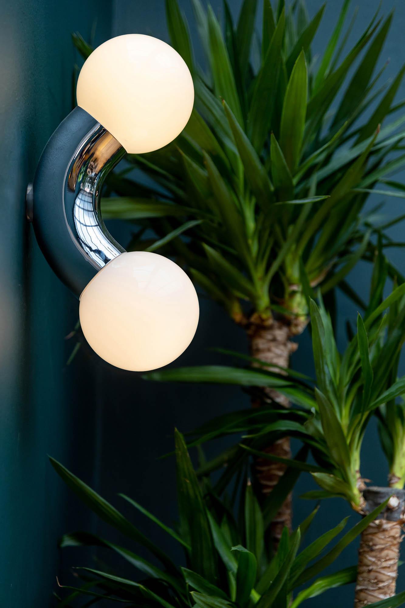 Vine Wall Lamp | Chrome Arc with Glass Globes | Indoor Lighting