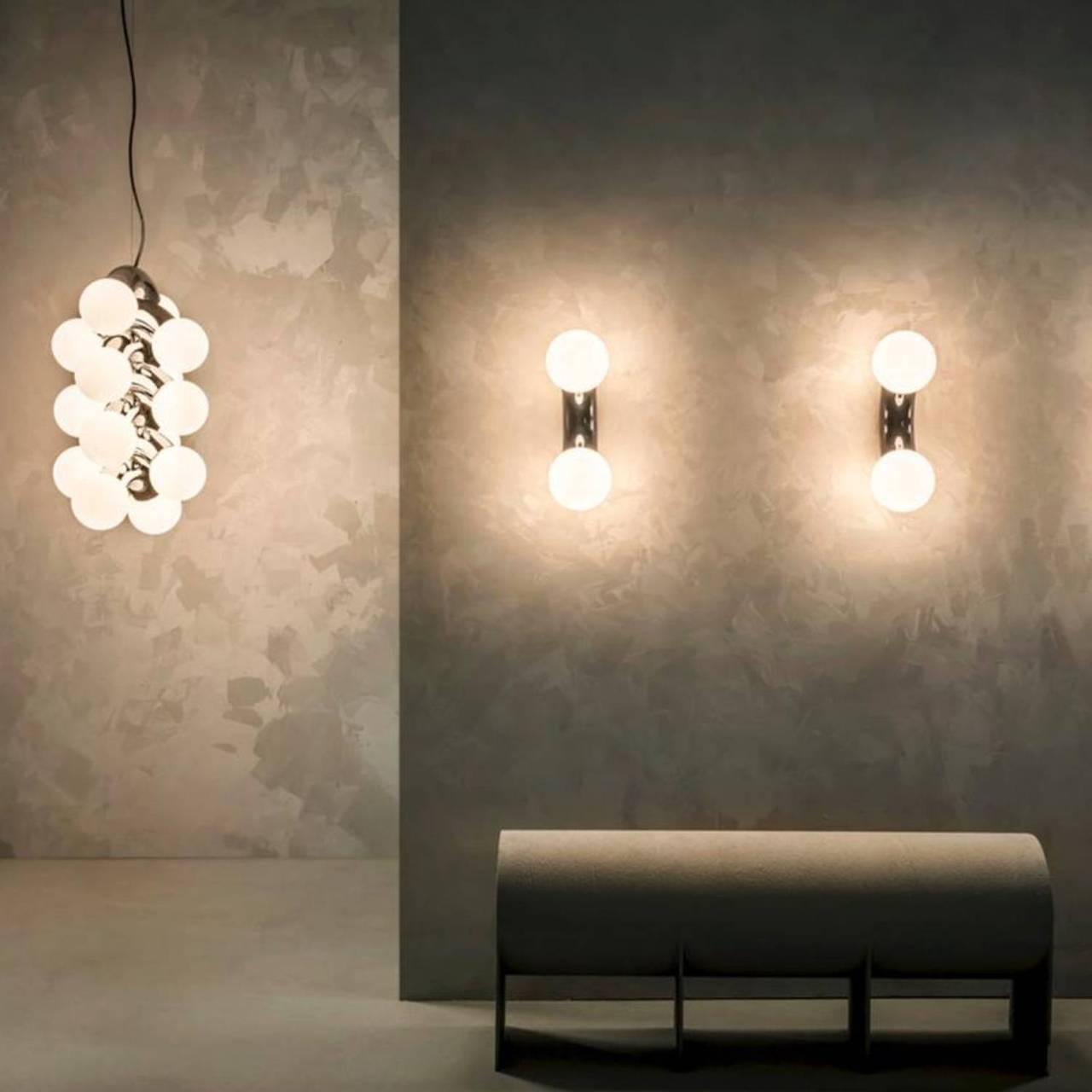 Vine Wall Lamp | Chrome Arc with Glass Globes | Indoor Lighting