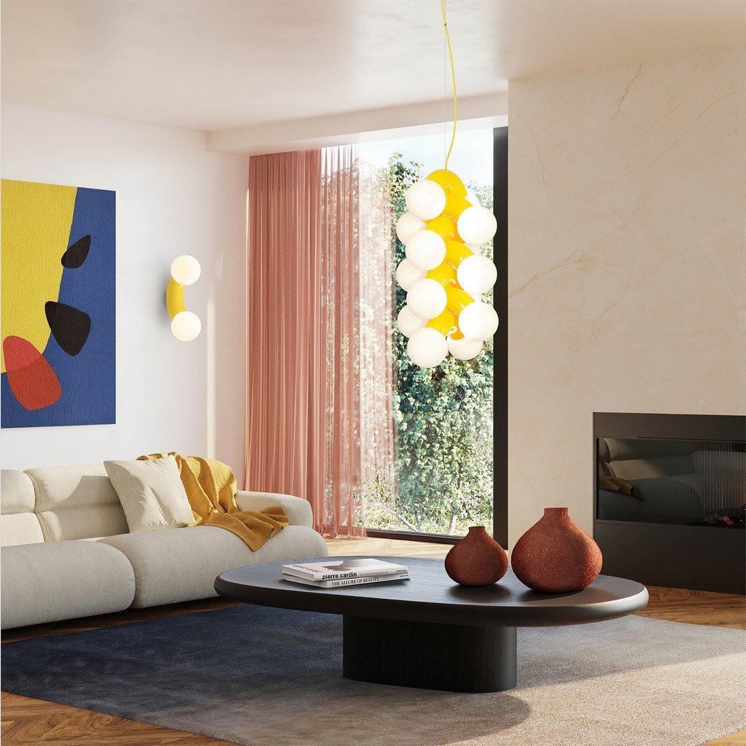 Vine Wall Lamp | Chrome Arc with Glass Globes | Indoor Lighting