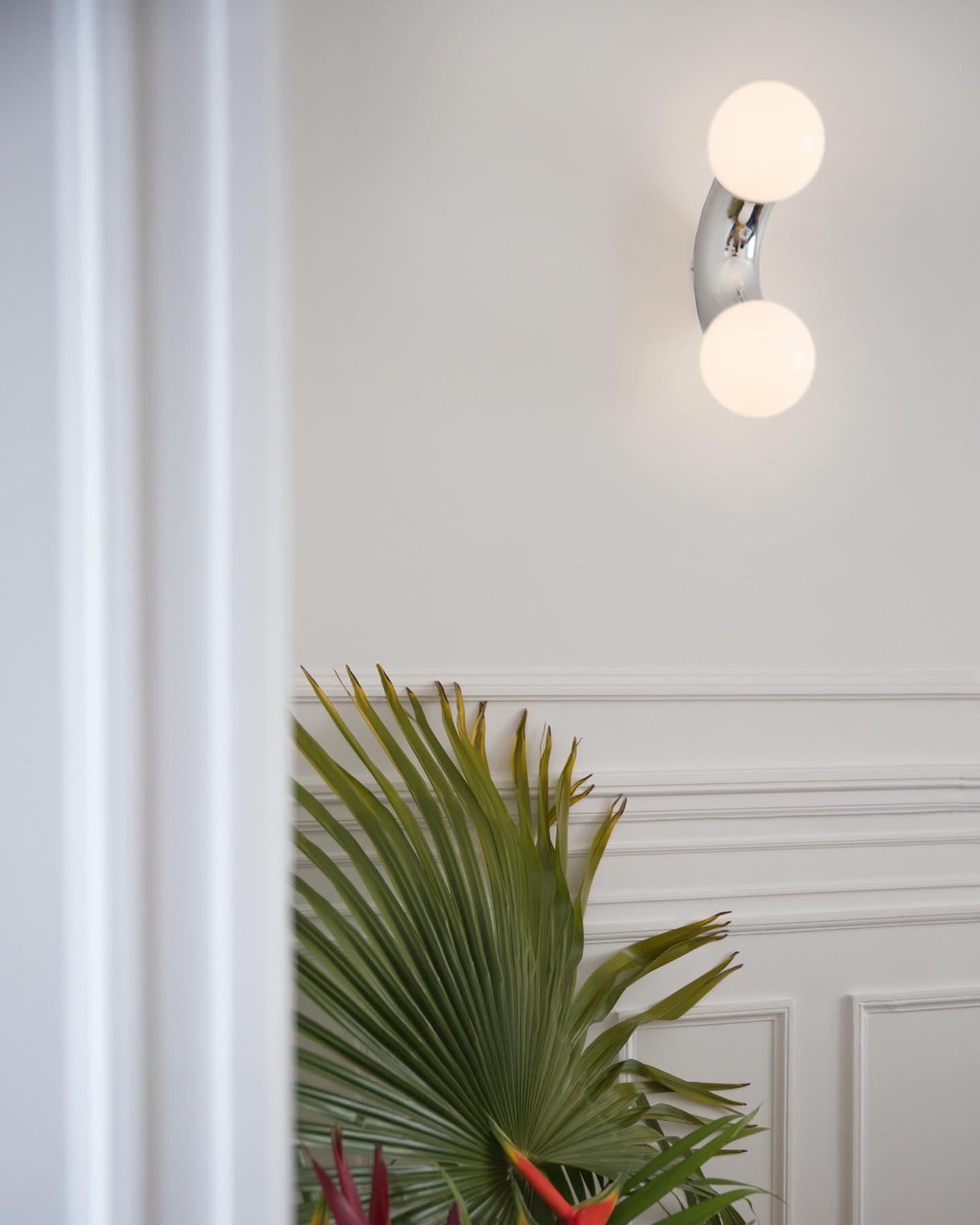 Vine Wall Lamp | Chrome Arc with Glass Globes | Indoor Lighting