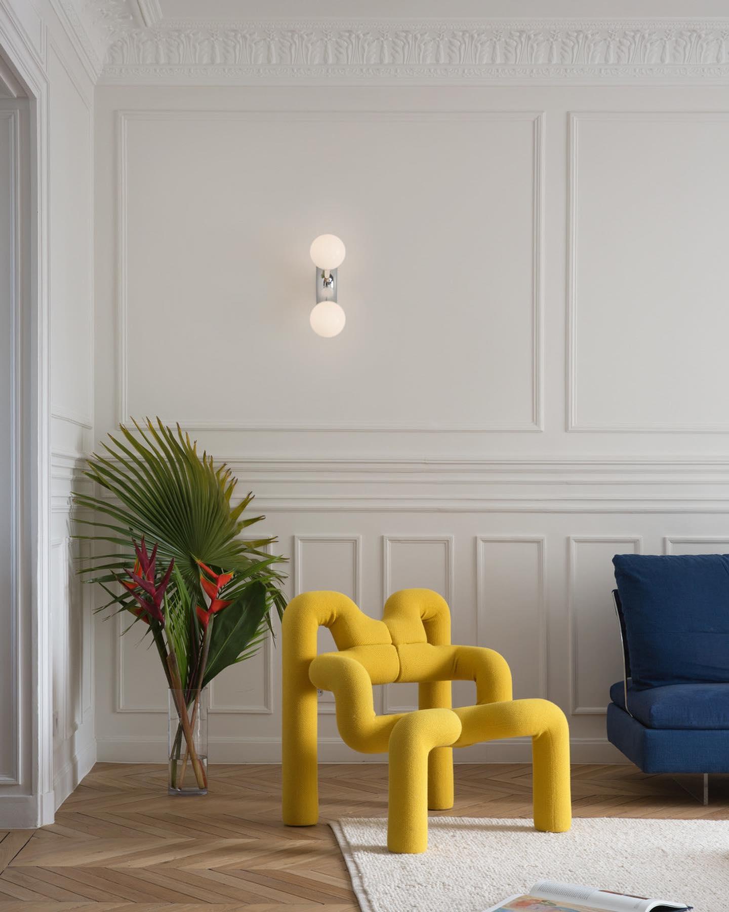 Vine Wall Lamp | Chrome Arc with Glass Globes | Indoor Lighting