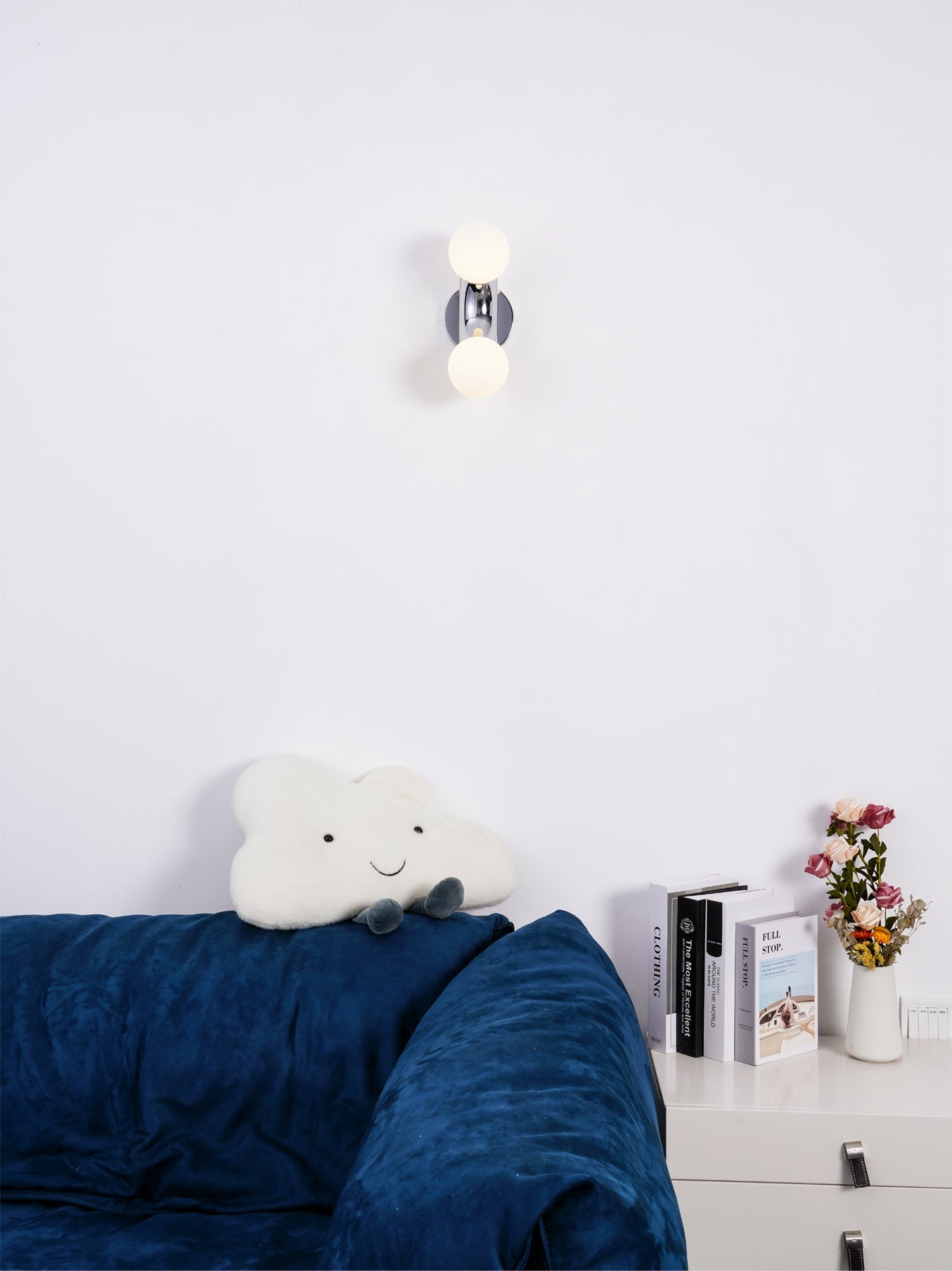 Vine Wall Lamp | Chrome Arc with Glass Globes | Indoor Lighting