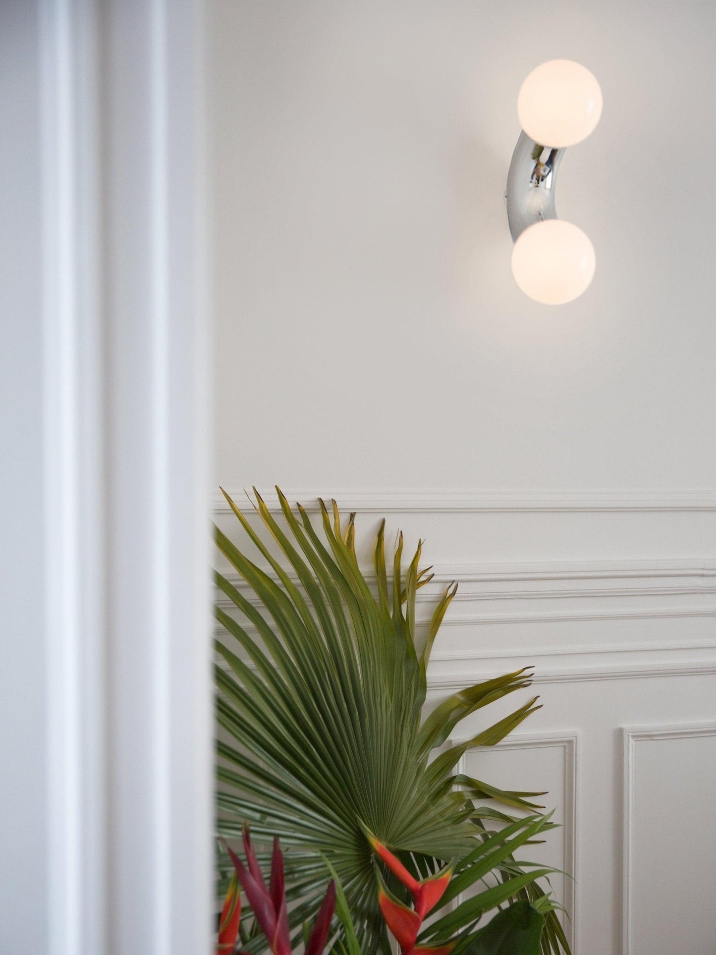 Vine Wall Lamp | Chrome Arc with Glass Globes | Indoor Lighting