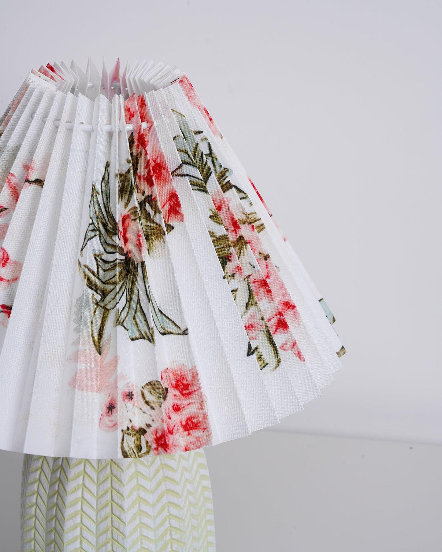 Vintage Table Lamp | Ceramic & Fabric | Light Green & Beige