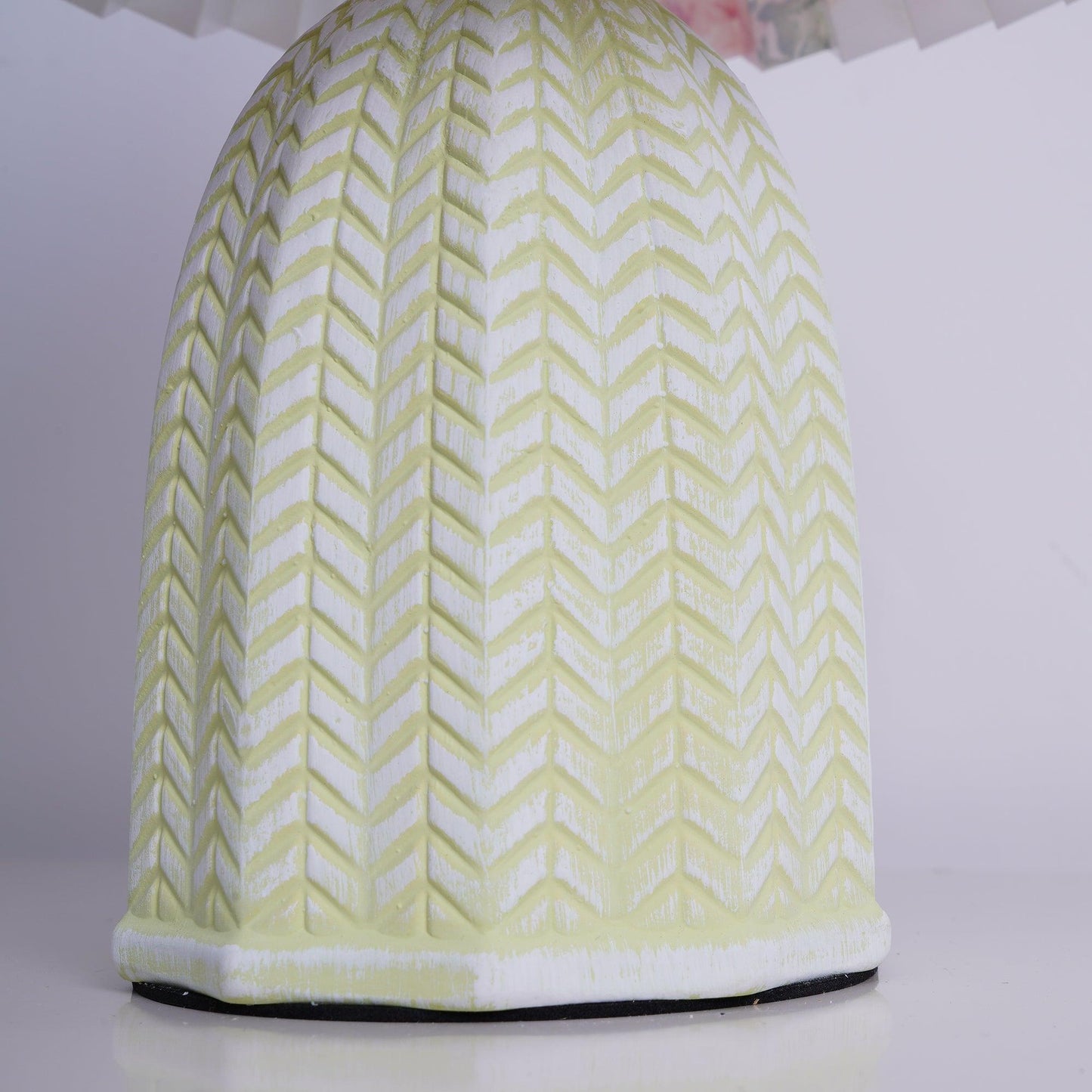 Vintage Table Lamp | Ceramic & Fabric | Light Green & Beige