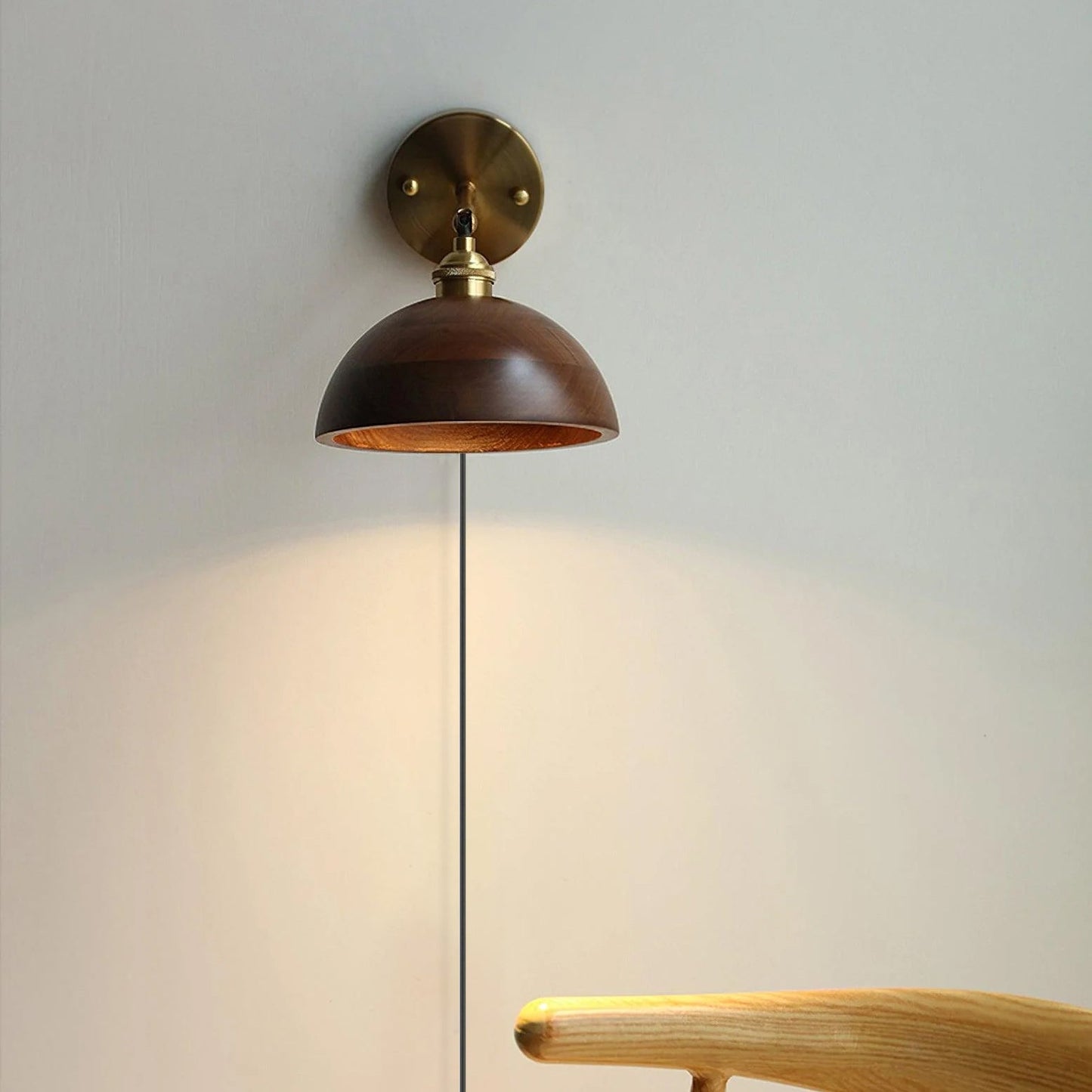 Vintage Wall Lamp | Natural Walnut & Brass | Indoor Lighting