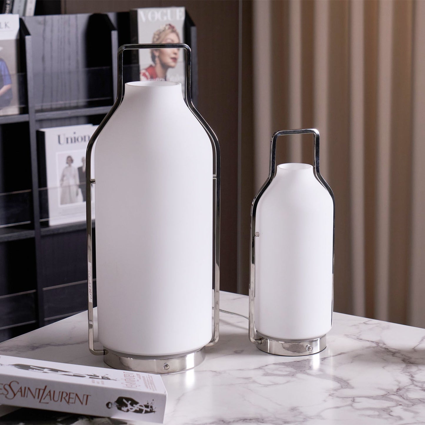 Vintara Lantern Table Lamp | Metal & Glass | Warm White