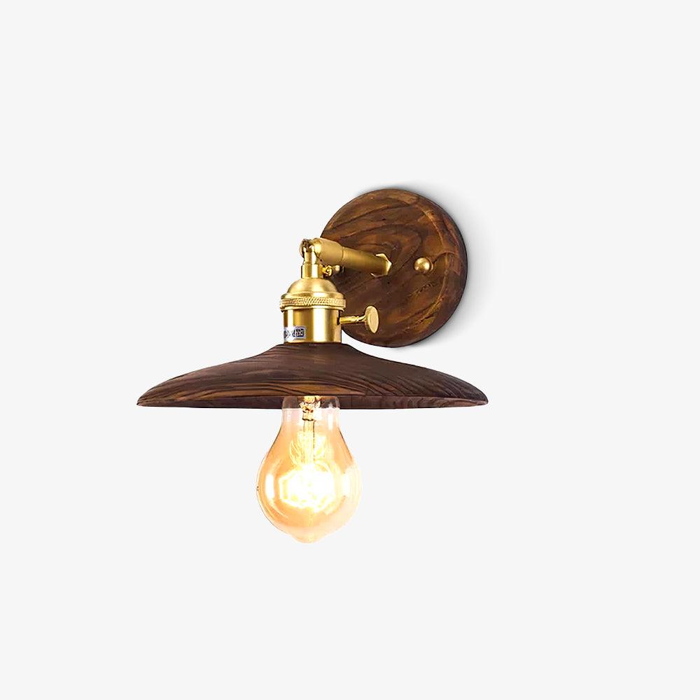 Walnut Flared Wall Light | Brass & Walnut Design | Set of 2