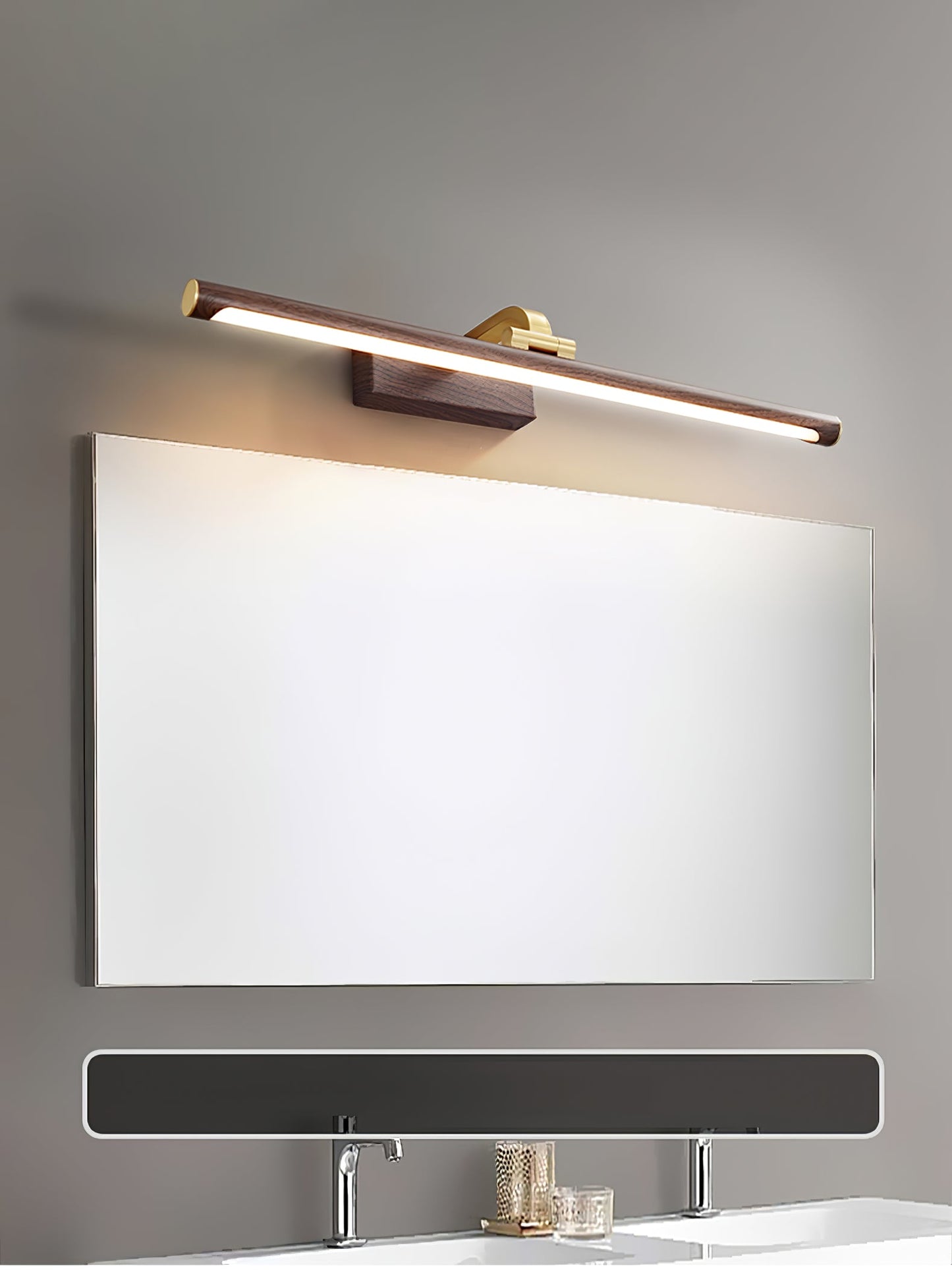 Linear LED Wall Light | Walnut & Brass | Set of 2