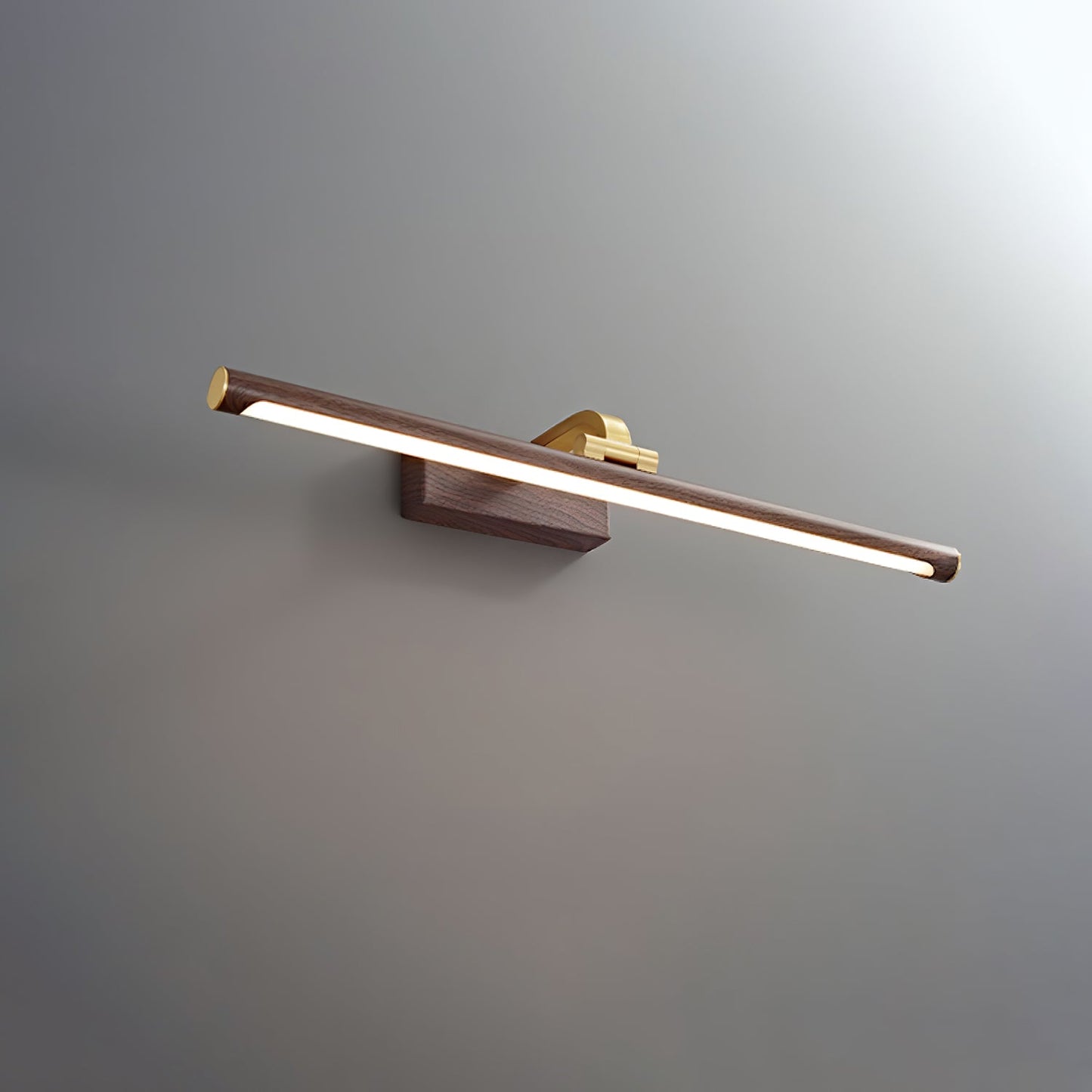 Linear LED Wall Light | Walnut & Brass | Set of 2