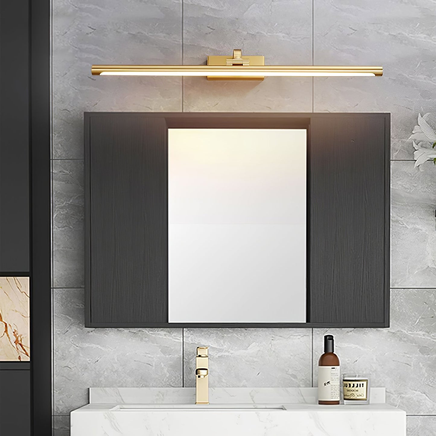 Linear LED Wall Light | Walnut & Brass | Set of 2