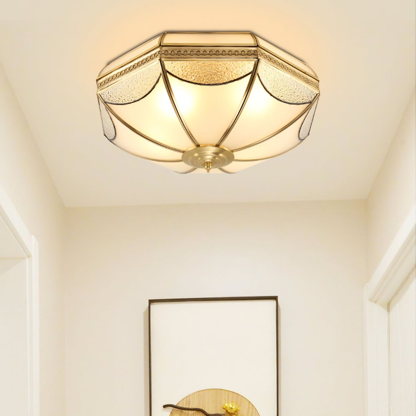 Warehouse Dome Shape Ceiling Lamp | Brass & Glass | 3/4/6 Bulbs Options