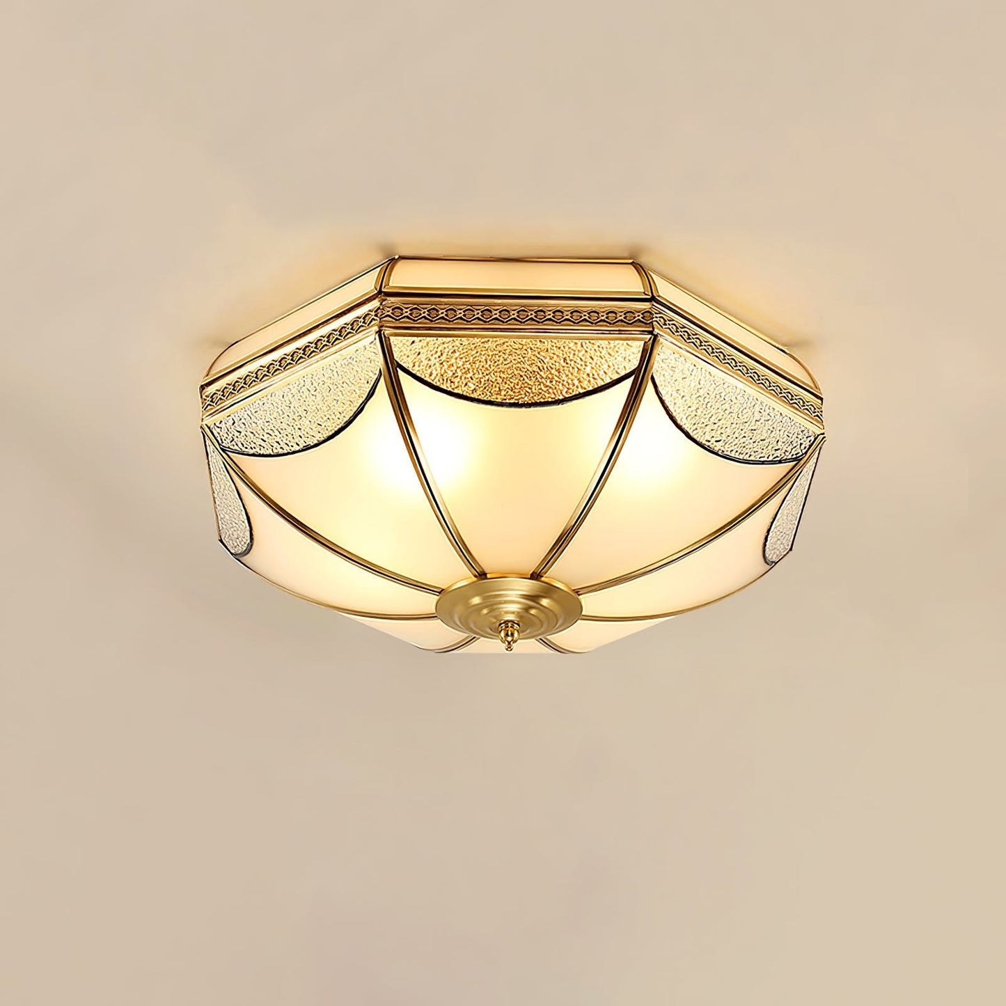 Warehouse Dome Shape Ceiling Lamp | Brass & Glass | 3/4/6 Bulbs Options