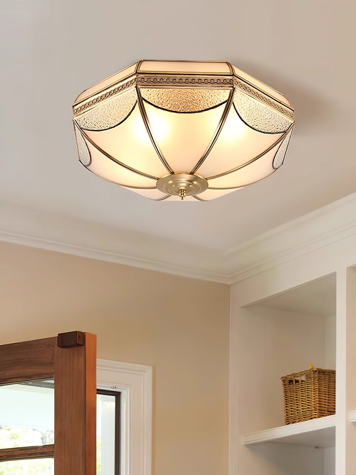 Warehouse Dome Shape Ceiling Lamp | Brass & Glass | 3/4/6 Bulbs Options