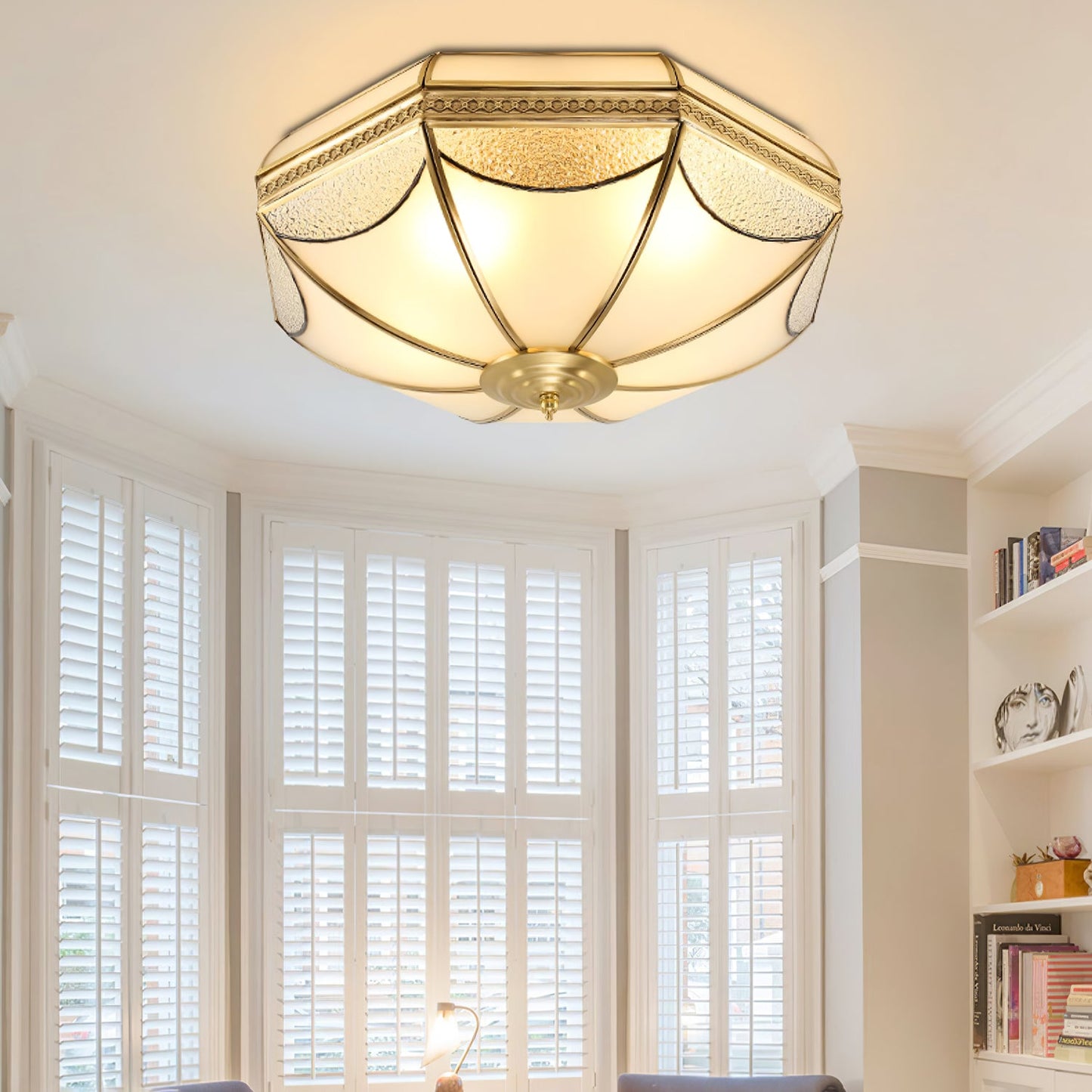 Warehouse Dome Shape Ceiling Lamp | Brass & Glass | 3/4/6 Bulbs Options