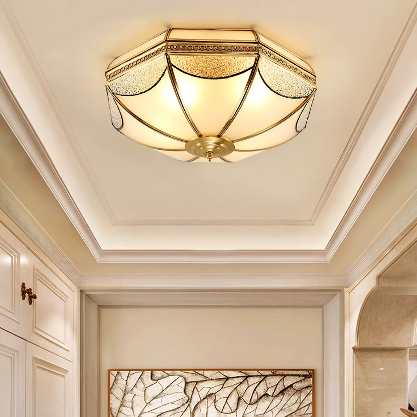 Warehouse Dome Shape Ceiling Lamp | Brass & Glass | 3/4/6 Bulbs Options