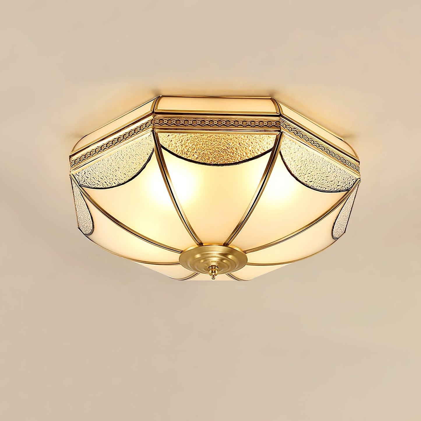 Warehouse Dome Shape Ceiling Lamp | Brass & Glass | 3/4/6 Bulbs Options