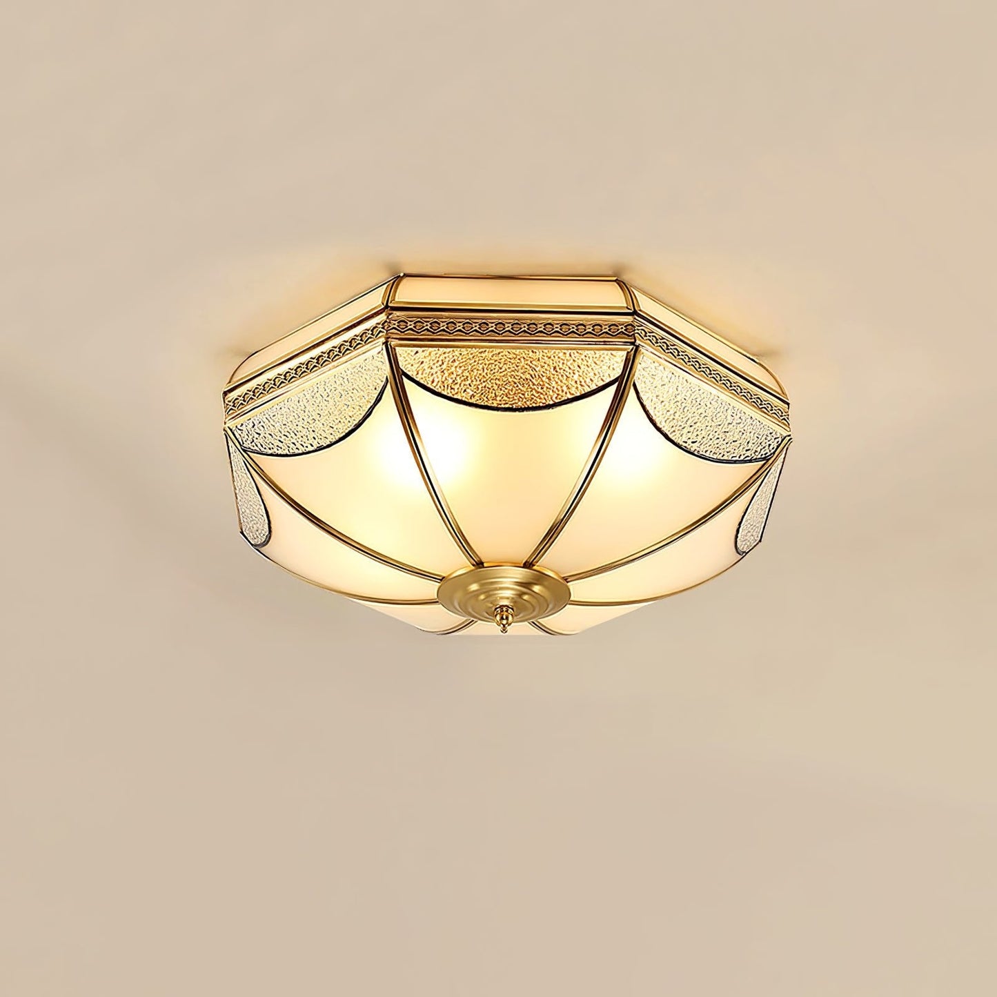 Warehouse Dome Shape Ceiling Lamp | Brass & Glass | 3/4/6 Bulbs Options