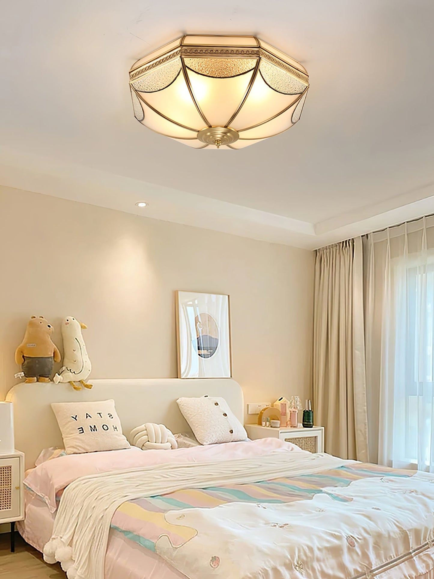 Warehouse Dome Shape Ceiling Lamp | Brass & Glass | 3/4/6 Bulbs Options