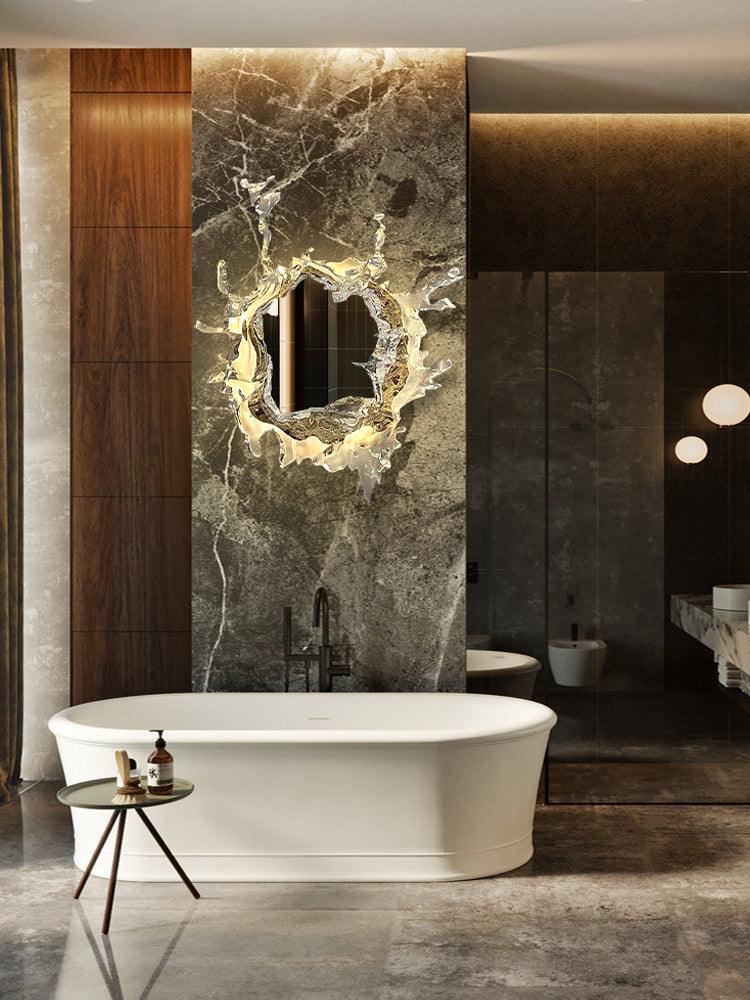 Mirror Wall Lamp | Stainless Steel & Mirror | Gold or Chrome Finish