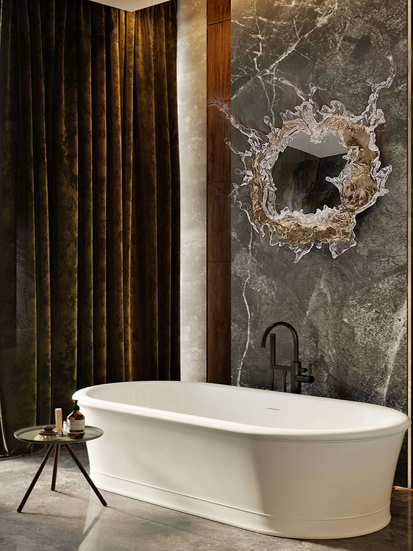 Mirror Wall Lamp | Stainless Steel & Mirror | Gold or Chrome Finish