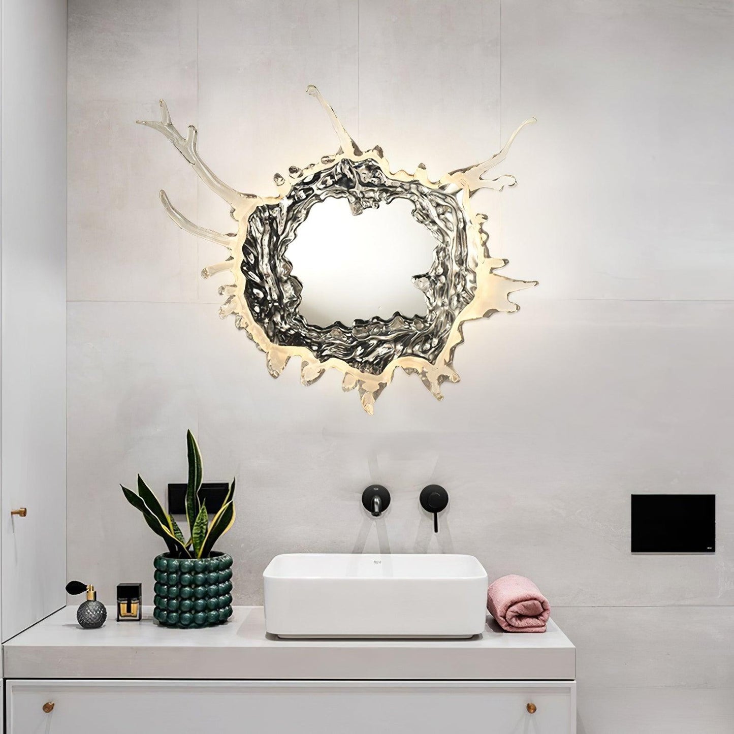 Mirror Wall Lamp | Stainless Steel & Mirror | Gold or Chrome Finish