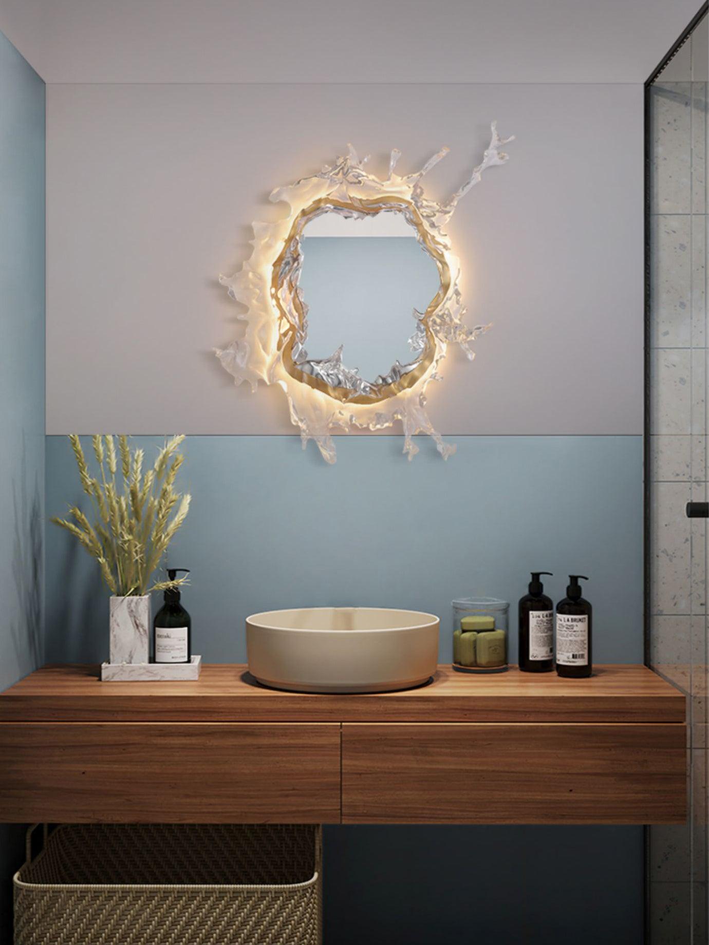 Mirror Wall Lamp | Stainless Steel & Mirror | Gold or Chrome Finish