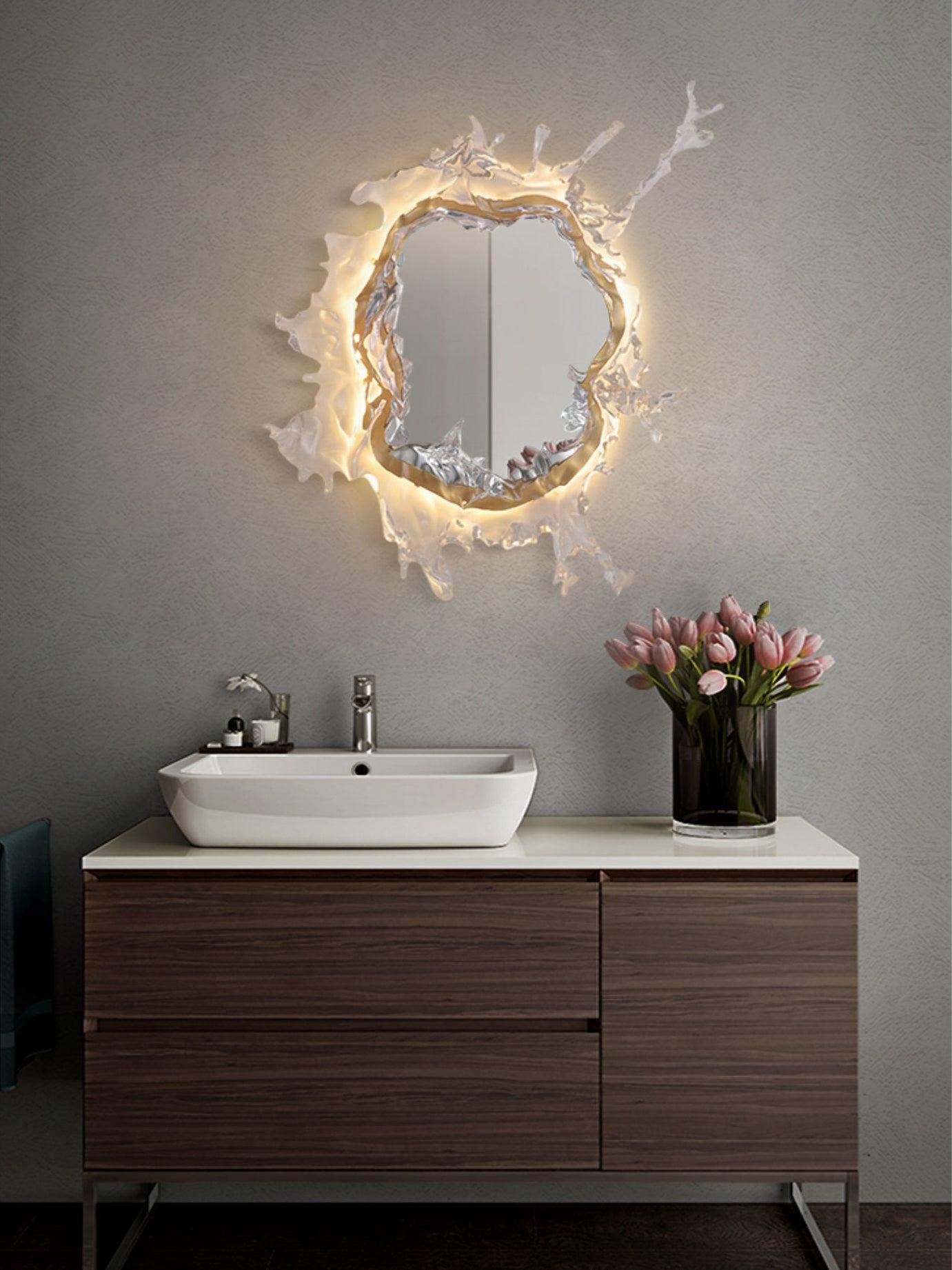 Mirror Wall Lamp | Stainless Steel & Mirror | Gold or Chrome Finish