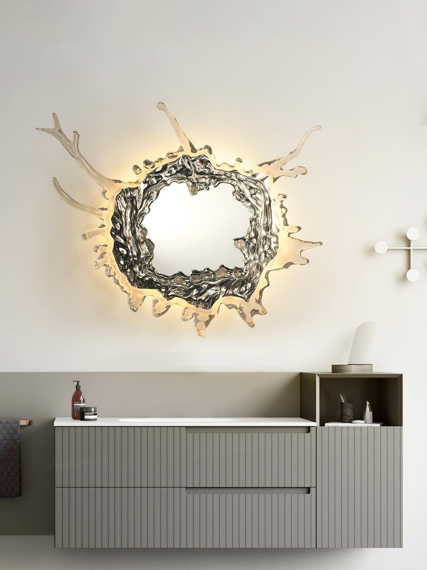Mirror Wall Lamp | Stainless Steel & Mirror | Gold or Chrome Finish