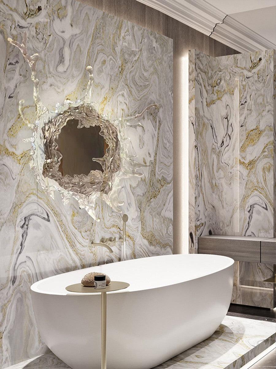 Mirror Wall Lamp | Stainless Steel & Mirror | Gold or Chrome Finish