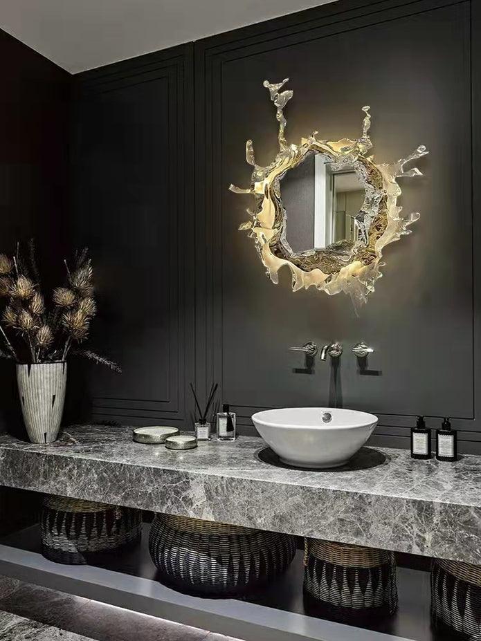 Mirror Wall Lamp | Stainless Steel & Mirror | Gold or Chrome Finish
