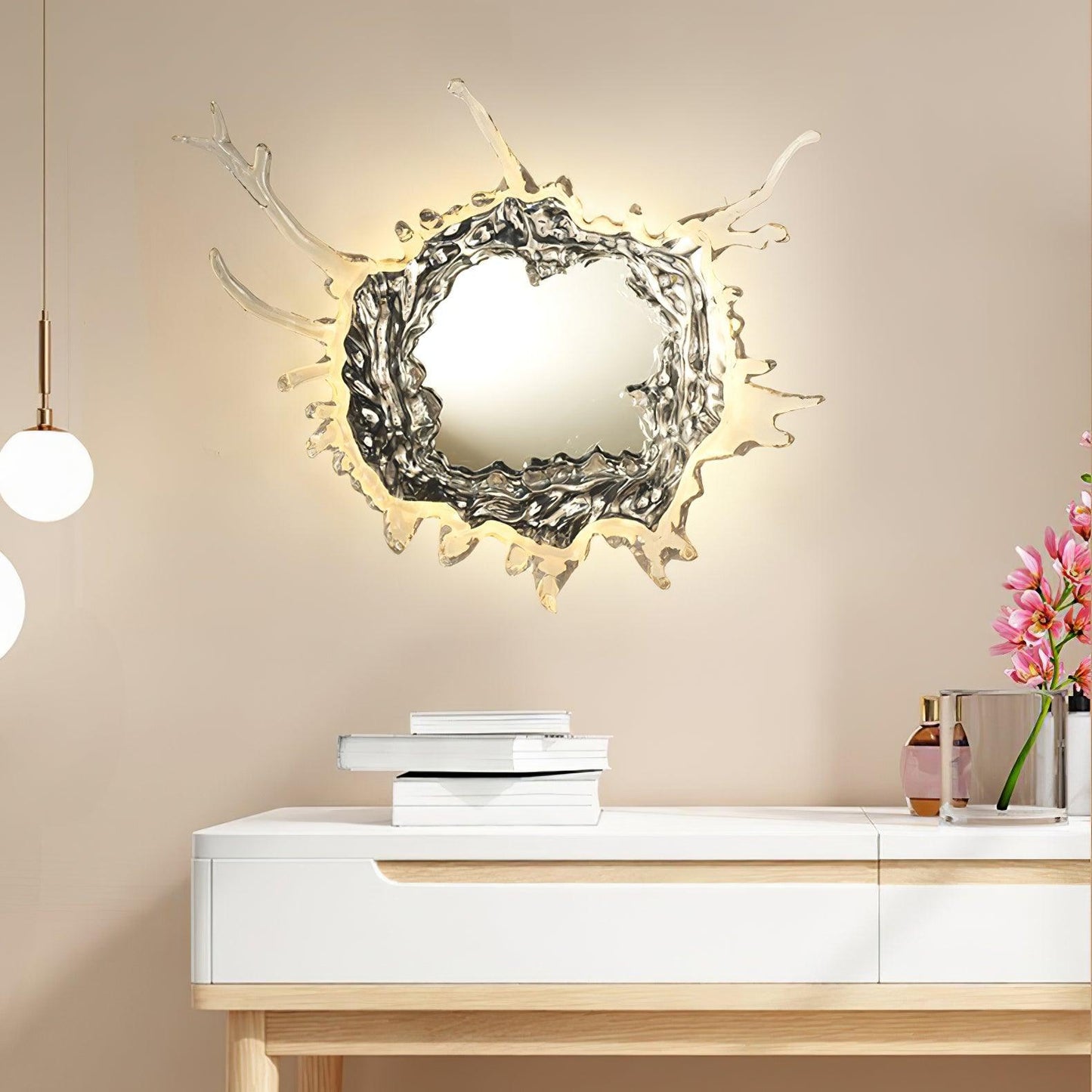 Mirror Wall Lamp | Stainless Steel & Mirror | Gold or Chrome Finish