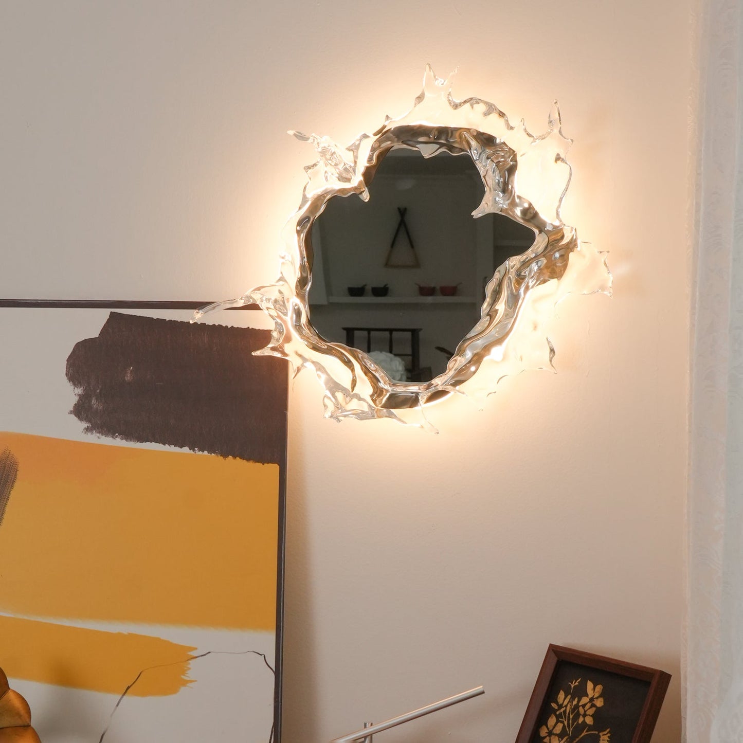 Mirror Wall Lamp | Stainless Steel & Mirror | Gold or Chrome Finish