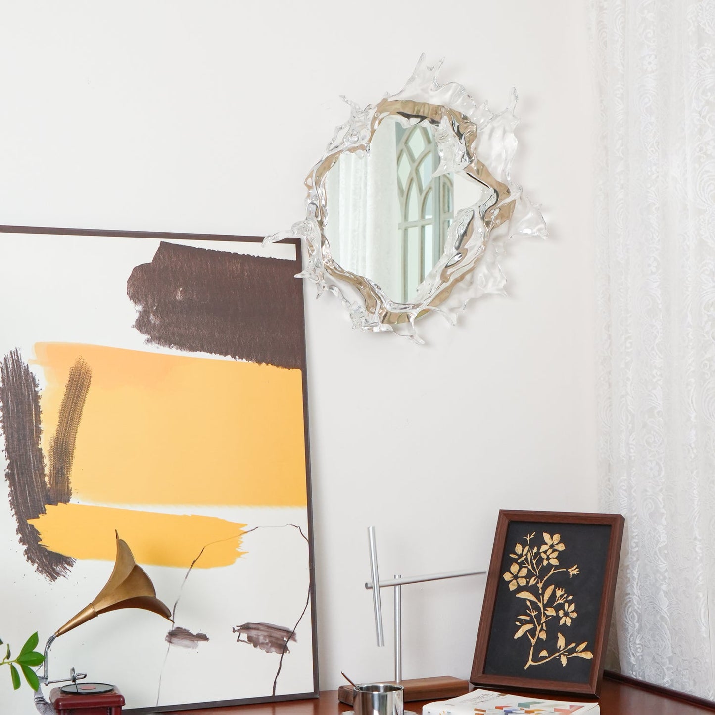 Mirror Wall Lamp | Stainless Steel & Mirror | Gold or Chrome Finish