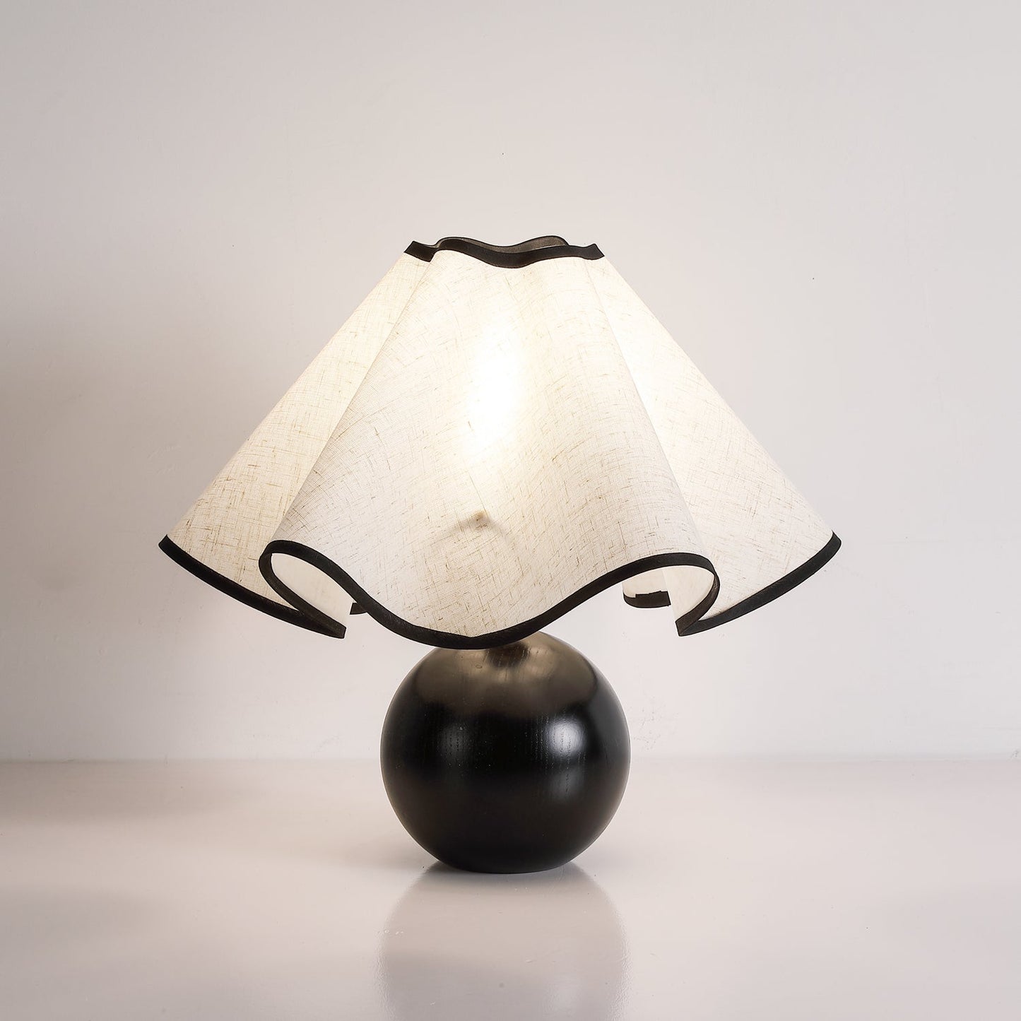 Wavecrest Table Lamp | Wooden Base & Fabric Shade | Walnut Color